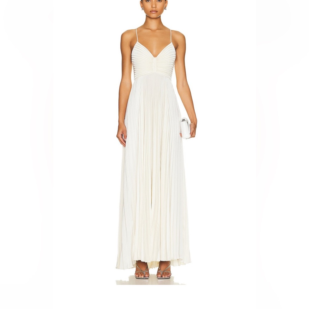 A.L.C. Aries Satin Pleated Dress White NWT Sz 6